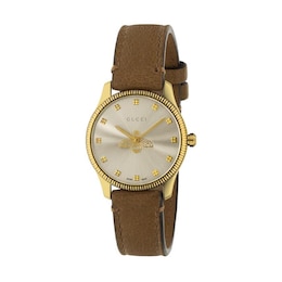 Gucci G-Timeless Brown Leather Strap Watch
