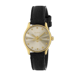 Gucci G-Timeless Black Leather Strap Watch
