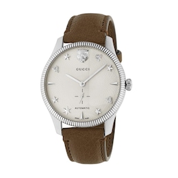 Gucci G Timeless Brown Leather Strap Watch