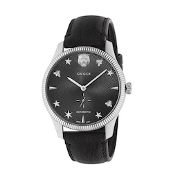 Gucci G Timeless Black Leather Strap Watch
