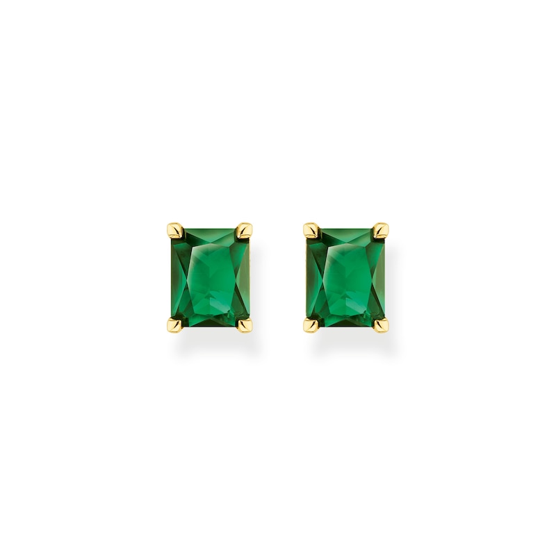 Thomas Sabo 18ct Gold Plated & Green Ceramic Stud Earrings