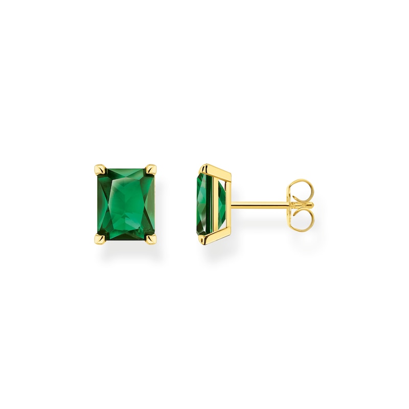 Thomas Sabo 18ct Gold Plated & Green Ceramic Stud Earrings