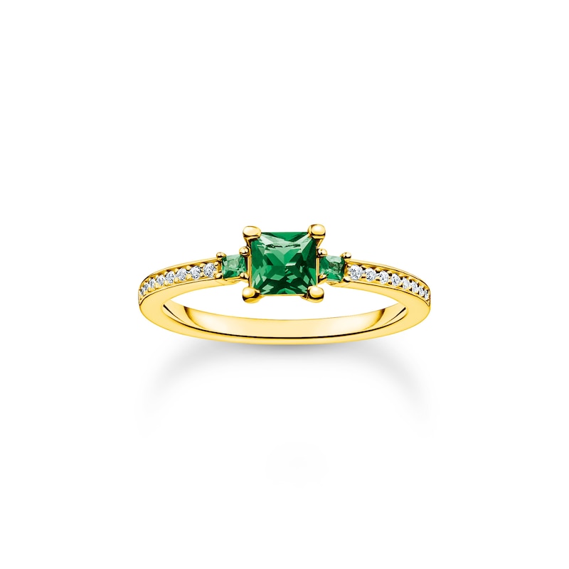 Thomas Sabo 18ct Gold Plated CZ Solitaire Ring Size N