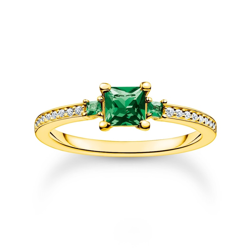 Thomas Sabo 18ct Gold Plated CZ Solitaire Ring Size N