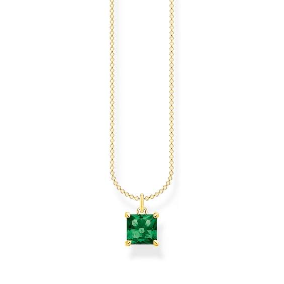 Thomas Sabo 18ct Gold Plated and Green Princess Cut Necklace