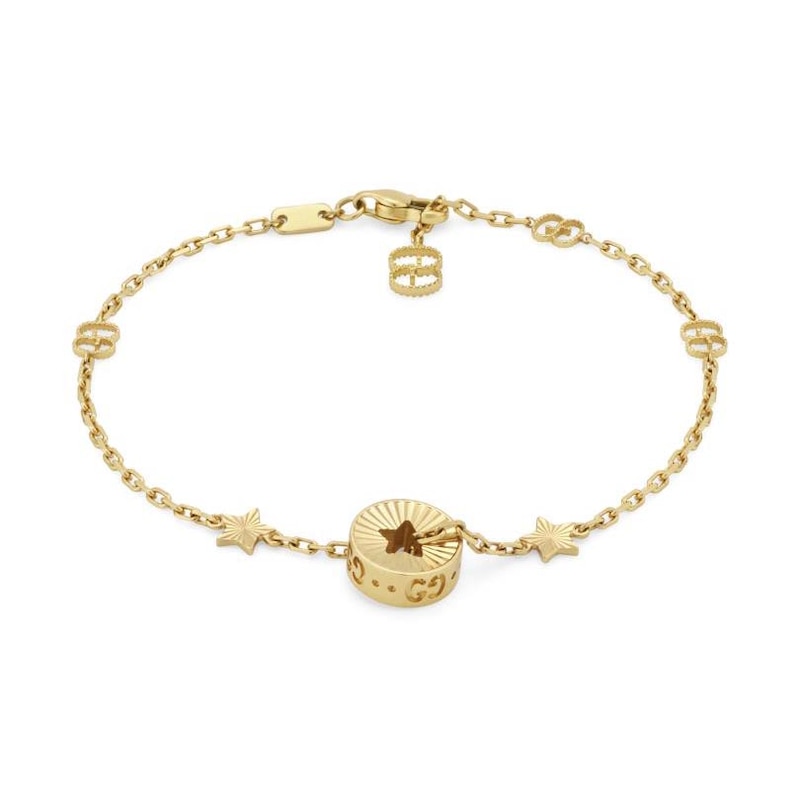 Gucci Icon 18ct Yellow Gold 7 Inch Star Bracelet