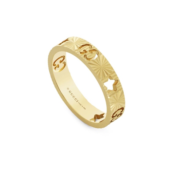 Gucci Icon 18ct Yellow Gold Star Ring Size N-O