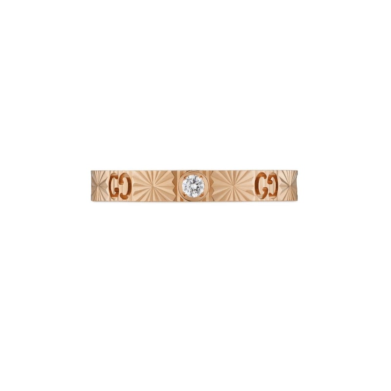 Gucci Icon 18ct Rose Gold Diamond Star Ring Size  L
