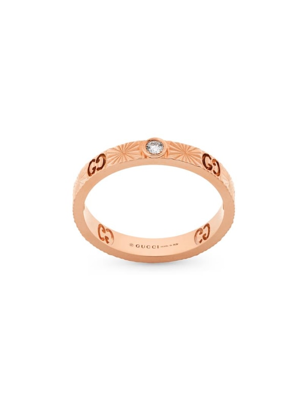 Gucci Icon 18ct Rose Gold Diamond Star Ring Size  L