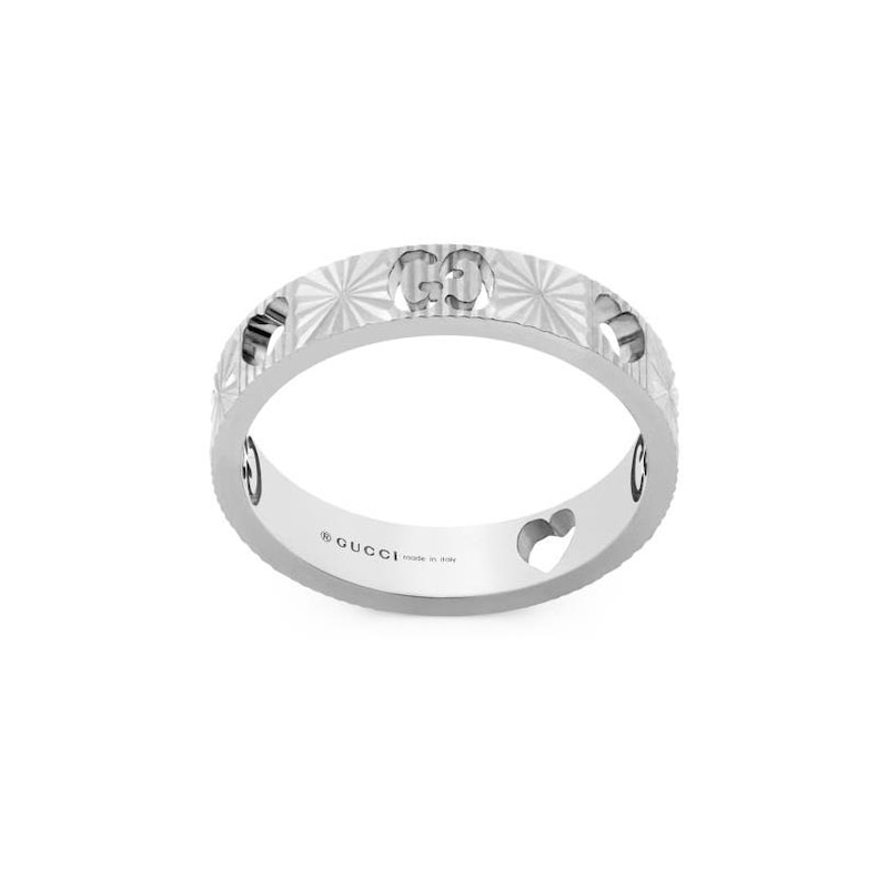 Gucci Icon 18ct White Gold Star Ring Size Q
