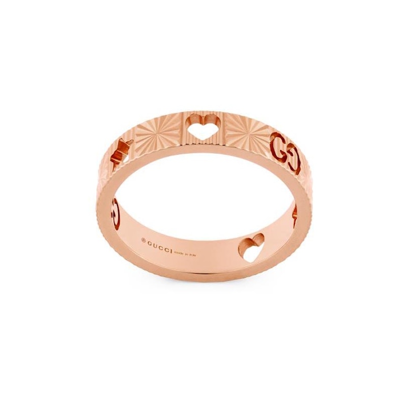 Gucci Icon 18ct Rose Gold Star Ring Size M-N