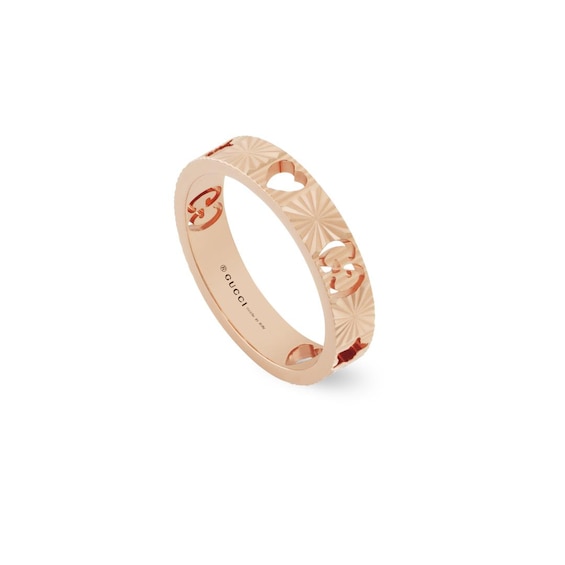 Gucci Icon 18ct Rose Gold Star Ring Size P-Q