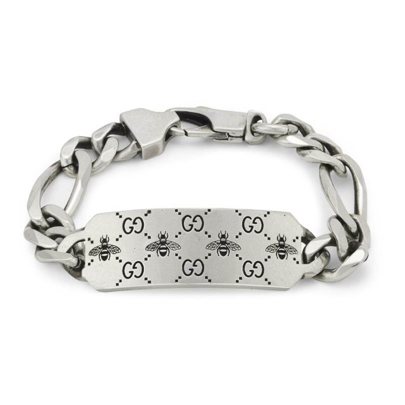 Gucci Signature Silver Bee 8 Inch Chain Bracelet