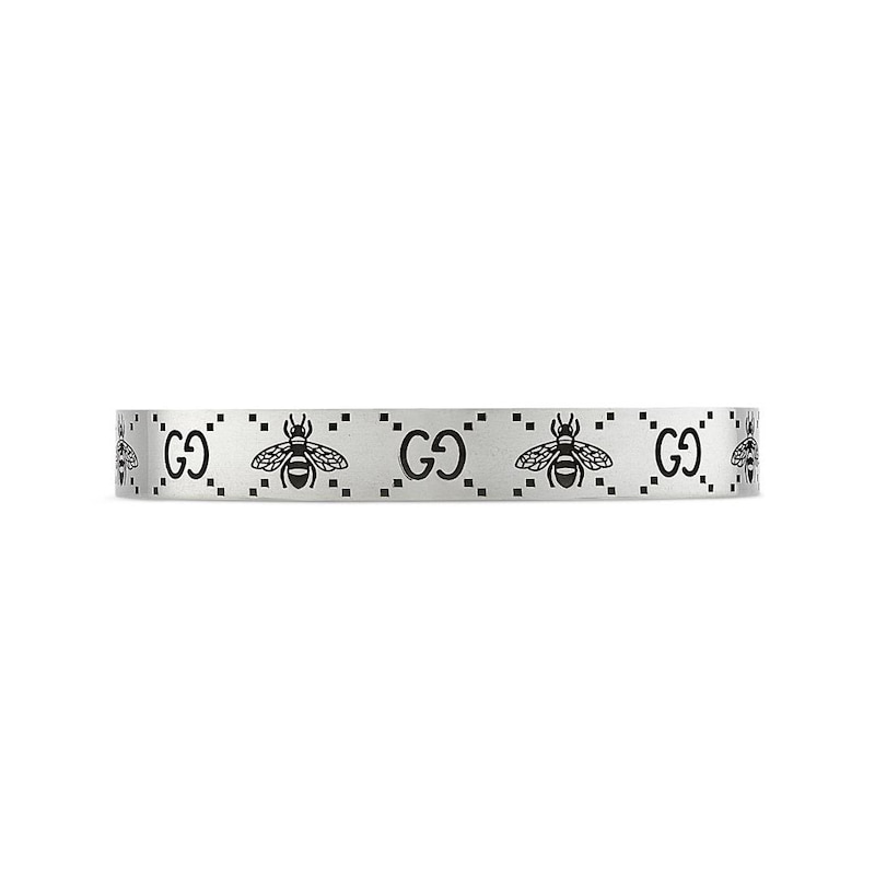Gucci Sterling Silver GG & Bee Engraved 20mm Bangle