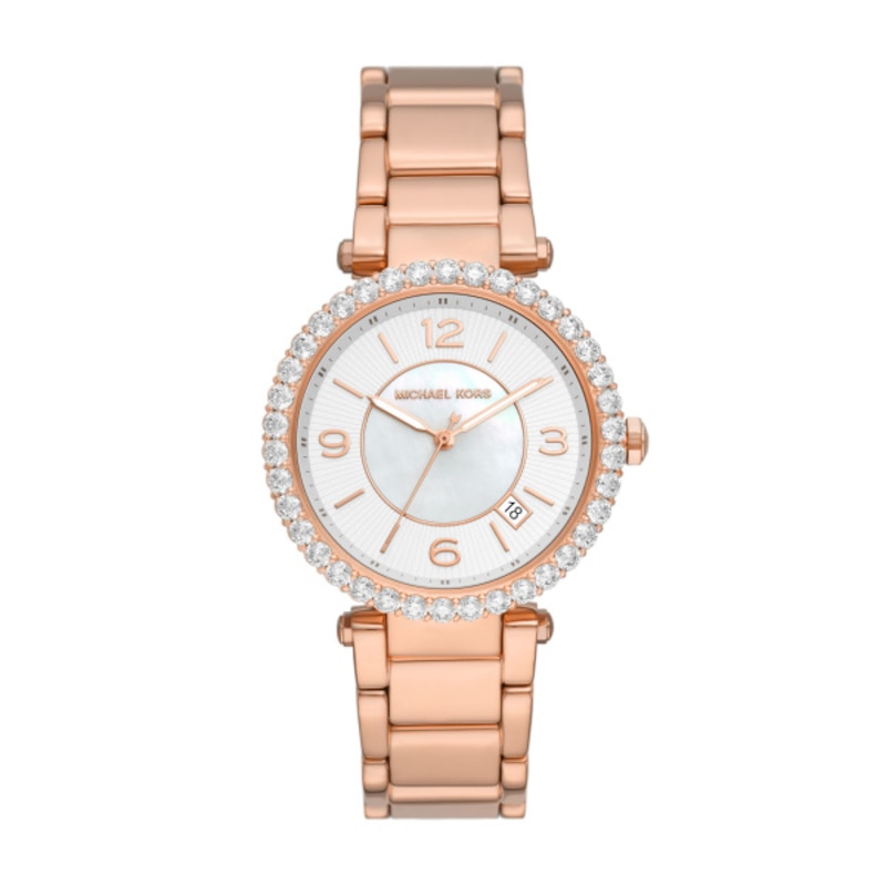 Michael Kors Parker Ladies' Crystal Rose Gold-Tone Bracelet Watch