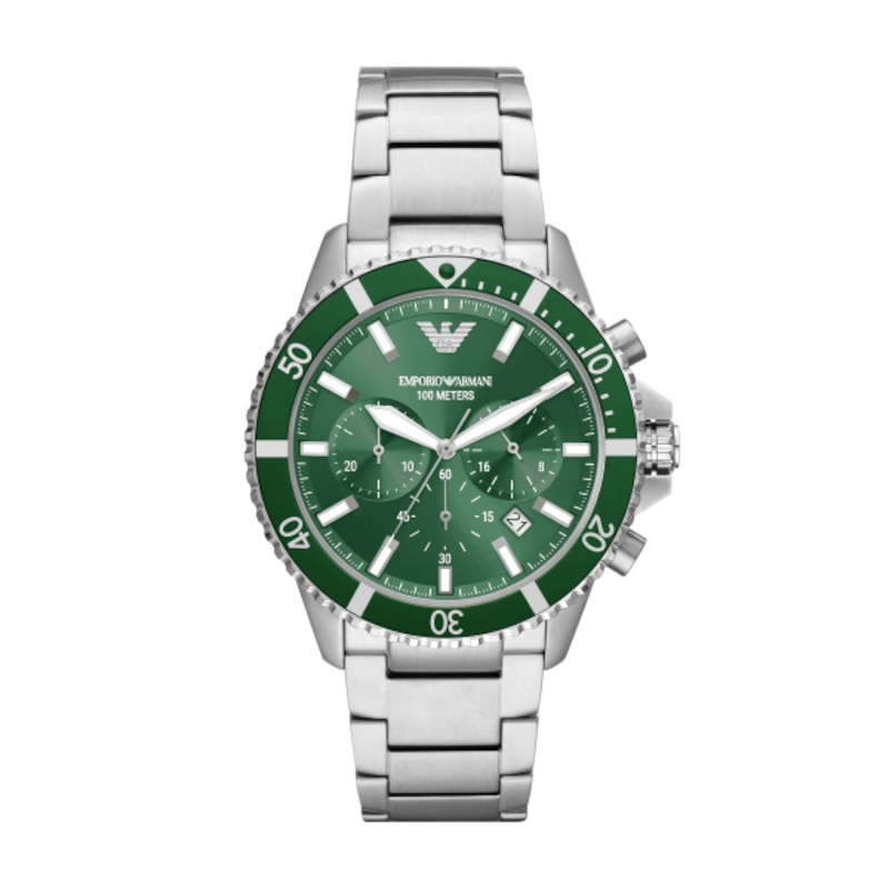 Main Image 1 of Emporio Armani Men's Green Chrono Dial Stainless Steel Bracelet Watch