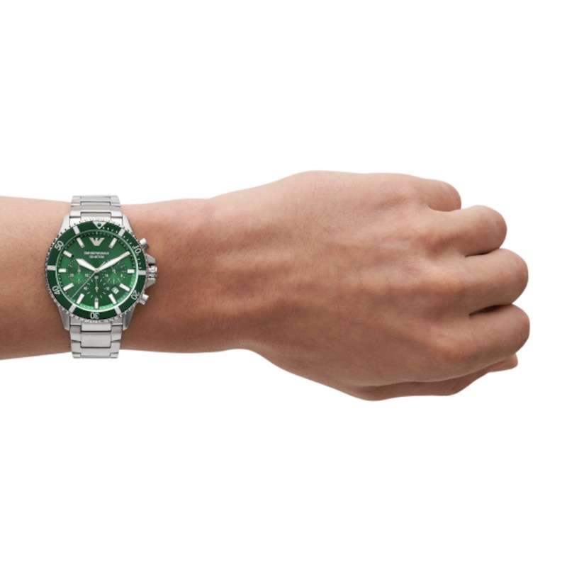 Main Image 4 of Emporio Armani Men's Green Chrono Dial Stainless Steel Bracelet Watch