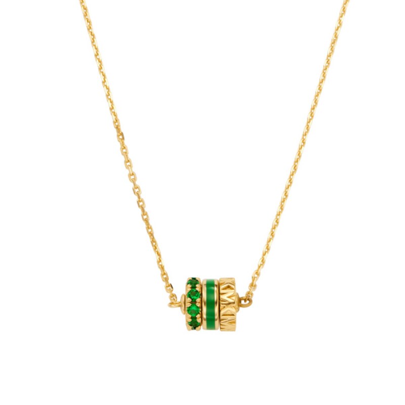 Michael Kors 14ct Gold Plated Green Stone Rondelle Pendant