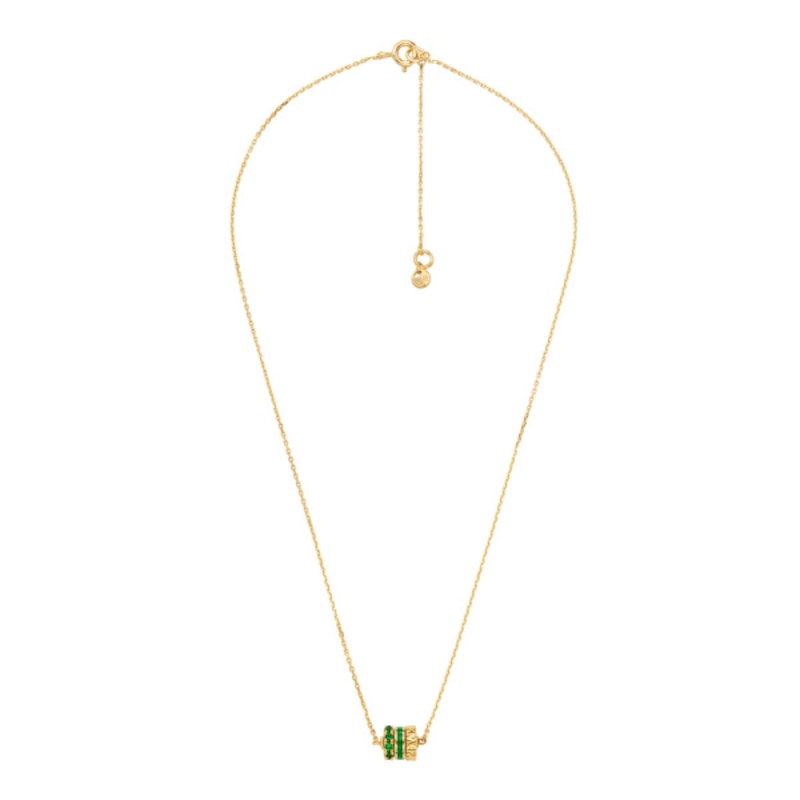 Michael Kors 14ct Gold Plated Green Stone Rondelle Pendant