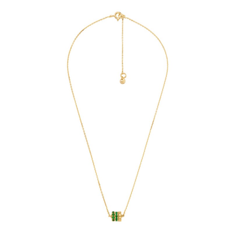 Michael Kors 14ct Gold Plated Green Stone Rondelle Pendant