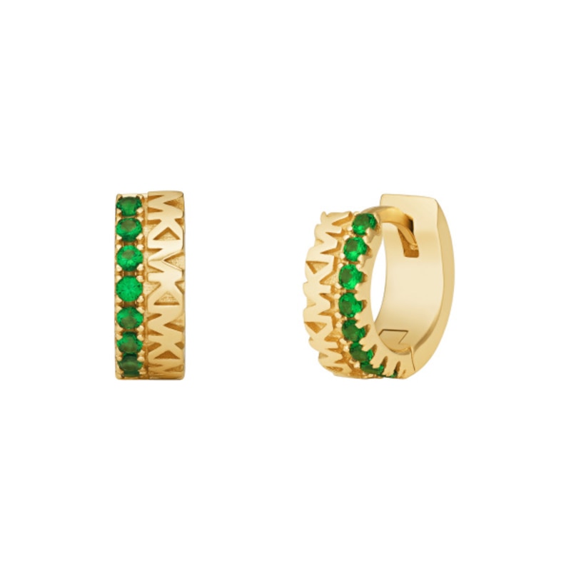 Michael Kors 14ct Gold Plated Green Stone Rondelle Earrings