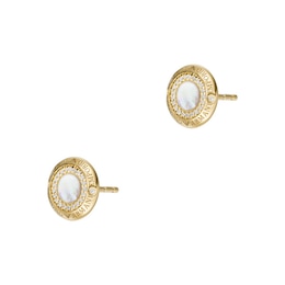 Emporio Armani Gold Plated Sterling Silver MOP Earrings
