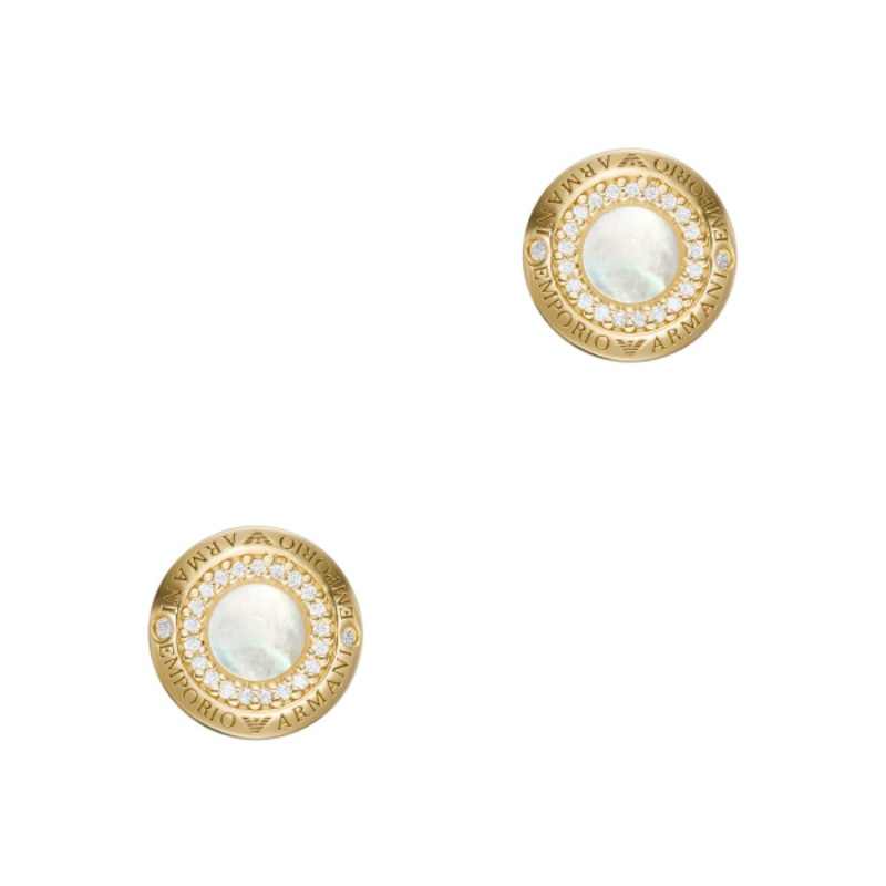 Emporio Armani Gold Plated Sterling Silver MOP Earrings