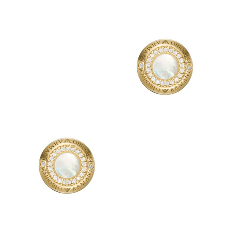 Emporio Armani Gold Plated Sterling Silver MOP Earrings