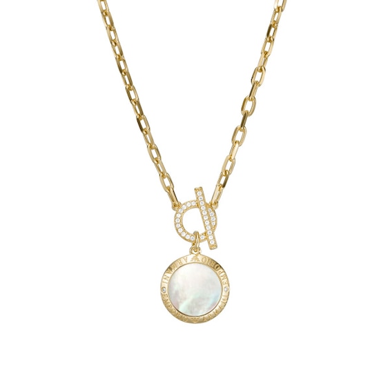 Emporio Armani Gold Plated Sterling Silver MOP Necklace