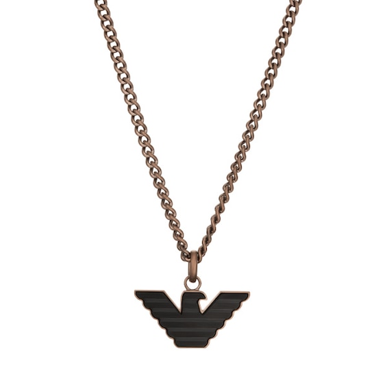 Emporio Armani Men’s Bronze Tone Eagle Logo Necklace