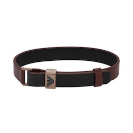 Emporio Armani Men's Brown Leather Bracelet