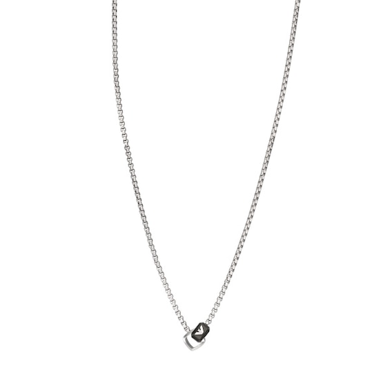 Emporio Armani Men’s Stainless Steel Box Chain Logo Necklace
