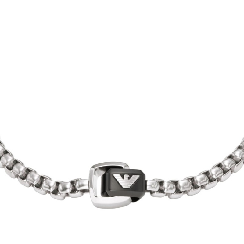 Emporio Armani Men's Stainless Steel 7 Inch Box Chain EA Logo Bracelet