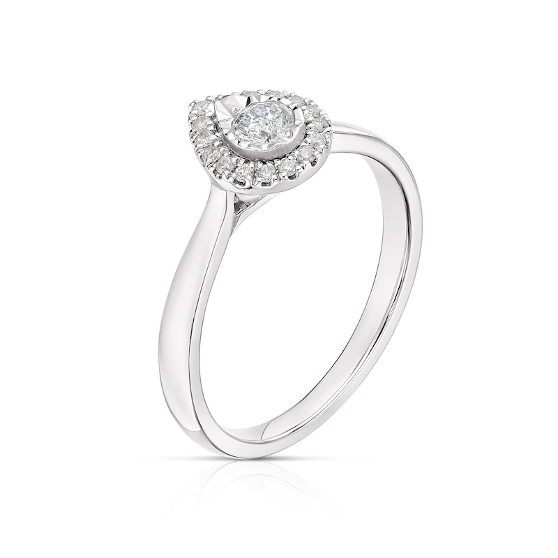 Main Image 2 of 9ct White Gold 0.25ct Total Diamond Pear Shaped Halo Ring