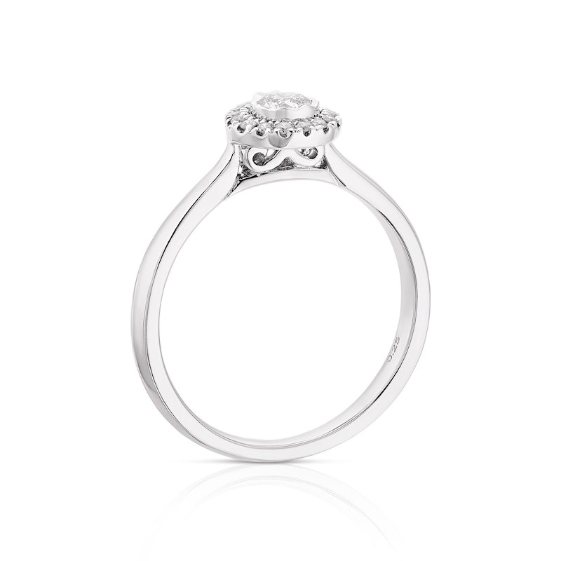 Main Image 3 of 9ct White Gold 0.25ct Total Diamond Pear Shaped Halo Ring