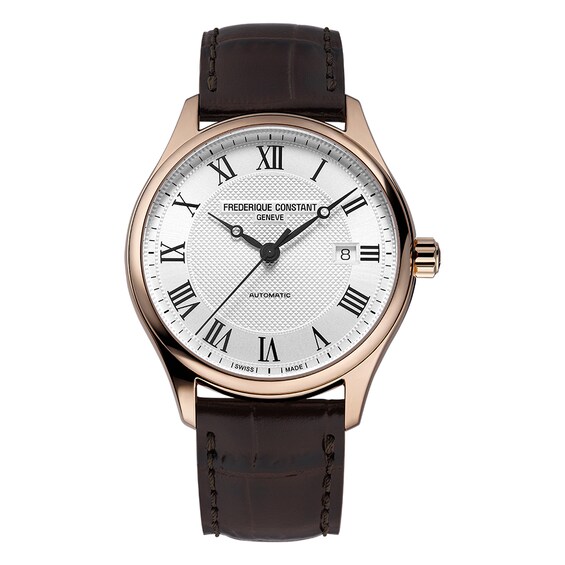 Frederique Constant Classics Index Brown Leather Strap Watch 
