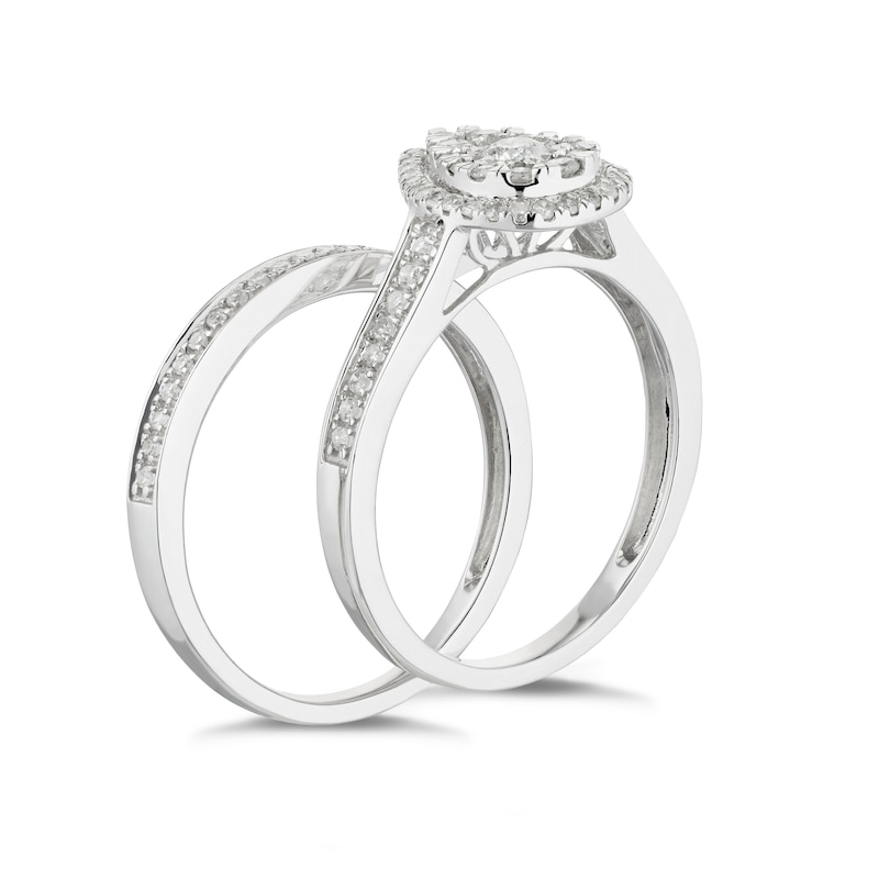 9ct White Gold 0.50ct Diamond Pear Halo Bridal Set