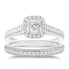 Thumbnail Image 0 of 9ct White Gold 0.50ct Diamond Cushion Halo Bridal Set