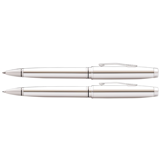 Cross Coventry Chrome Ballpoint Pen and Mechanical Pencil Set with Chrome Appointments