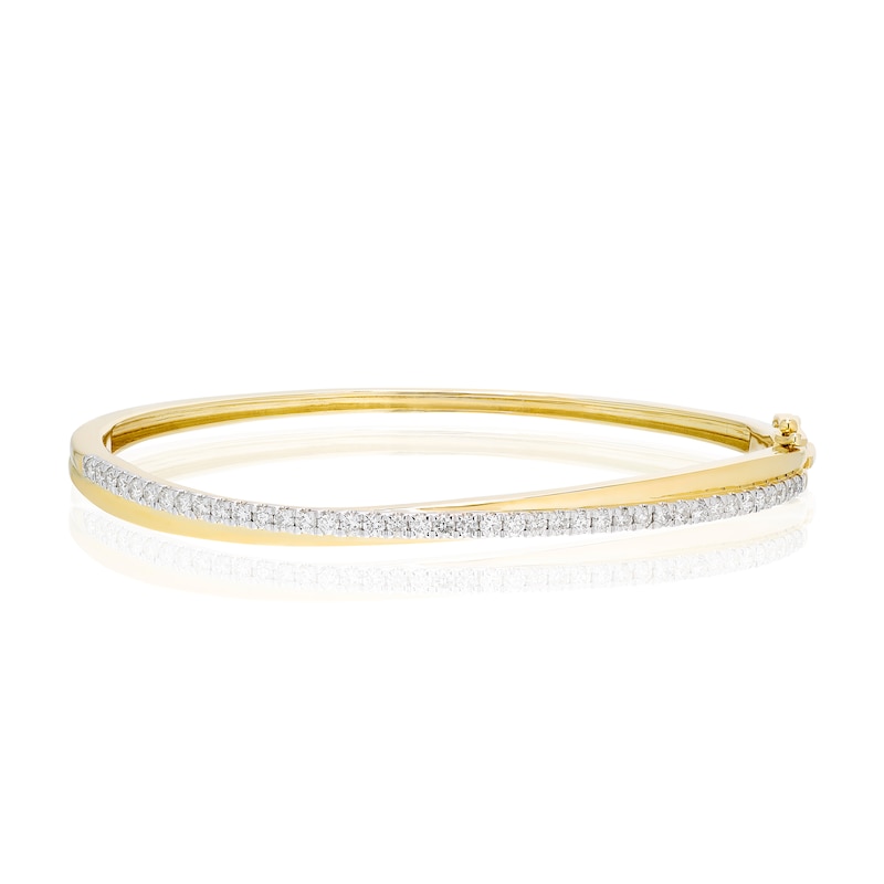 Main Image 1 of 9ct Yellow Gold 1ct Diamond Pavé Set Crossover Bangle