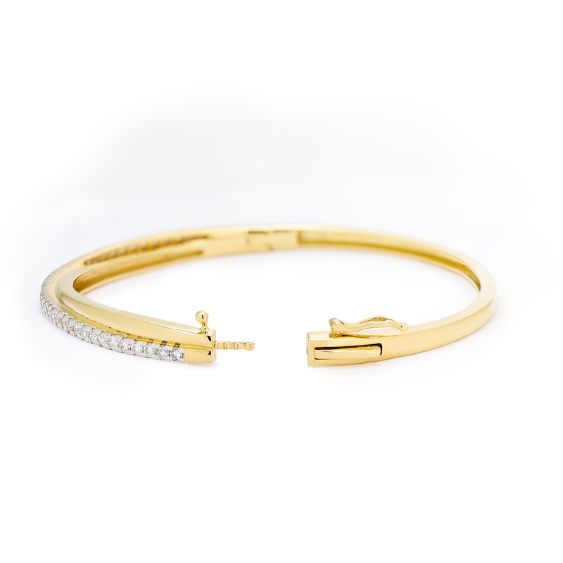 Main Image 2 of 9ct Yellow Gold 1ct Diamond Pavé Set Crossover Bangle