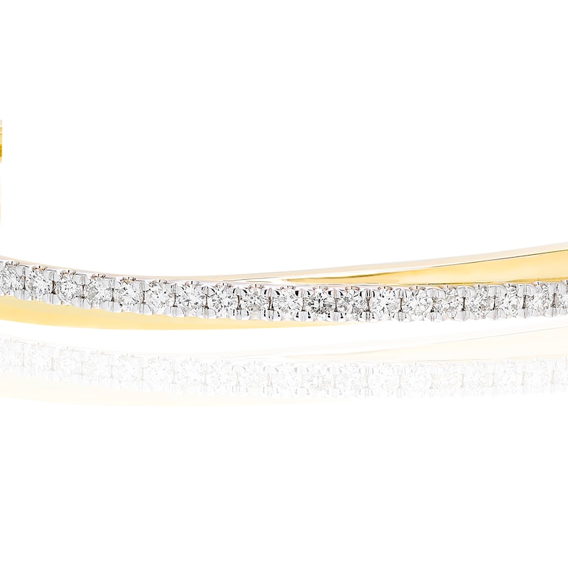 Main Image 3 of 9ct Yellow Gold 1ct Diamond Pavé Set Crossover Bangle