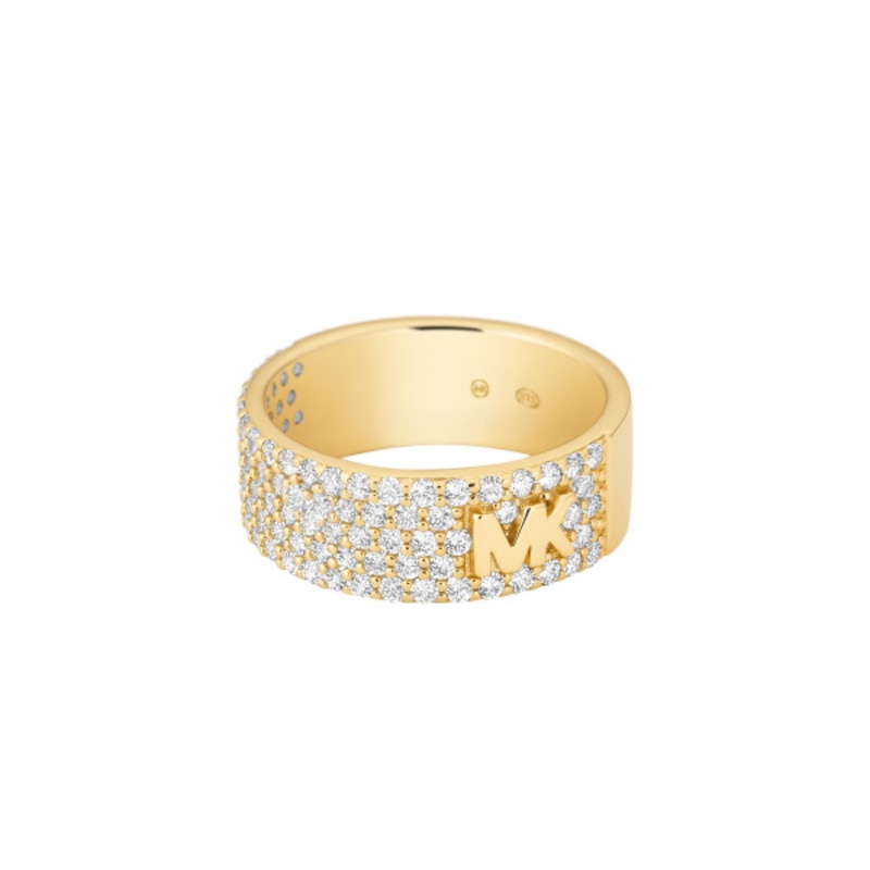 Michael Kors MK Gold Tone Sterling Silver CZ Pavé Ring- Size L