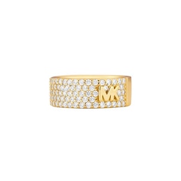 Michael Kors MK Gold Tone Sterling Silver CZ Pavé Ring
