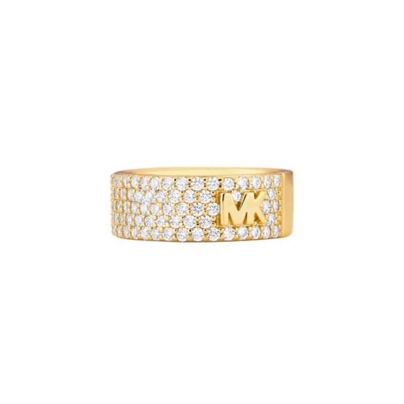 Michael Kors MK Gold Tone Sterling Silver CZ Pavé Ring- Size O