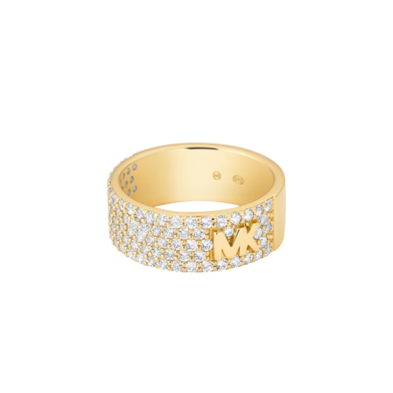 Michael Kors MK Gold Tone Sterling Silver CZ Pavé Ring- Size O