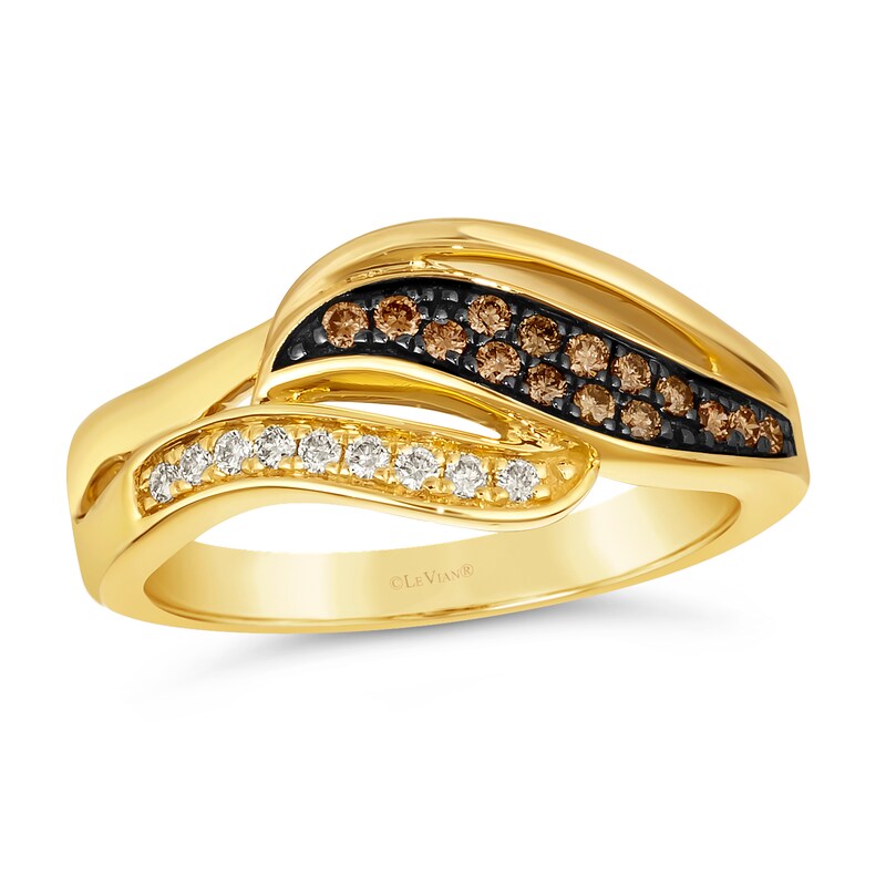 Main Image 1 of Le Vian 14ct Yellow Gold 0.23ct Total Diamond Wave Ring