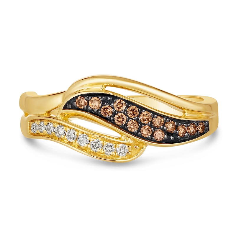 Main Image 2 of Le Vian 14ct Yellow Gold 0.23ct Total Diamond Wave Ring