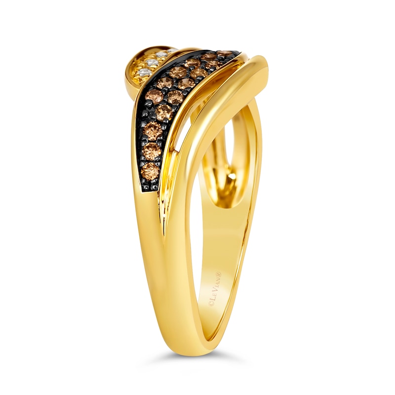 Le Vian 14ct Yellow Gold 0.23ct Total Diamond Wave Ring