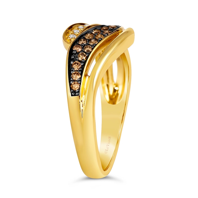 Main Image 4 of Le Vian 14ct Yellow Gold 0.23ct Total Diamond Wave Ring